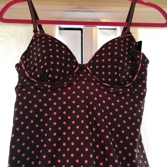 NWT Rampage Intimates Choco-Brn & Pink P-Dot Slip - Picture 3 of 11